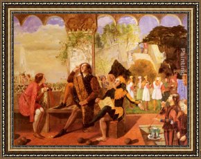 Walter Framed Paintings - Twelfth Night, Act II, Scene IV by Walter Howell Deverell