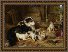 The Foster Mother Framed Paintings - The Foster Mother by Walter Hunt