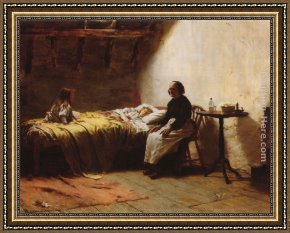 Walter Framed Paintings - Motherless by Walter Langley