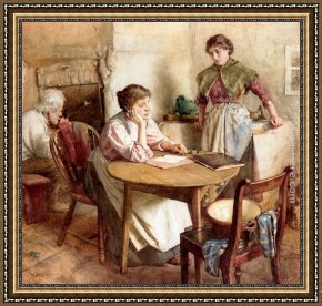 Silent Thoughts Framed Paintings - Thoughts Far Away by Walter Langley