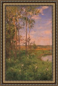 Walter Framed Paintings - At the Edge of the Pond by Walter Launt Palmer