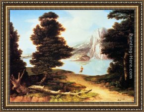 Landscape with a Lake Framed Paintings - Landscape With A Lake by Washington Allston