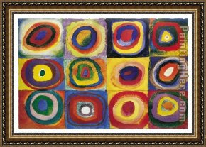 Homage to Kandinsky Framed Paintings - Farbstudie Quadrate by Wassily Kandinsky