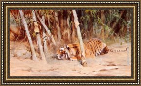 Wilhelm Velten Framed Paintings - A Preying Lion by Wilhelm Kuhnert