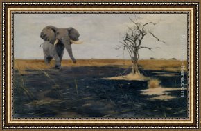 Wilhelm Velten Framed Paintings - The Lone Elephant by Wilhelm Kuhnert