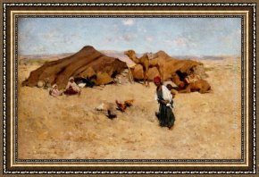 The Encampment Framed Paintings - Arab encampment, Biskra by Willard Leroy Metcalf