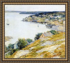 East Boothbay Harbor Framed Paintings - East Boothbay Harbor by Willard Leroy Metcalf