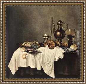 Breakfast Framed Paintings - Breakfast of Crab by Willem Claesz Heda