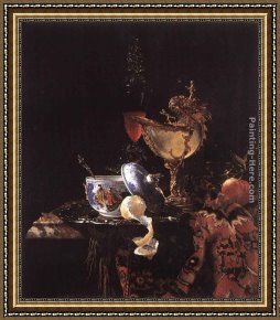 The Stirrup Cup Framed Paintings - Still-Life with a Nautilus Cup by Willem Kalf