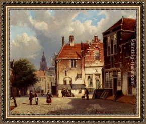 Jazz on The Square Framed Paintings - Town Square by Willem Koekkoek