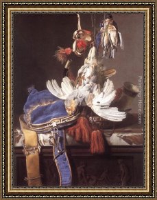A Hunting Morn Framed Paintings - Hunting Still-Life by Willem van Aelst