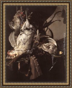 A Hunting Morn Framed Paintings - Still-Life of Dead Birds and Hunting Weapons by Willem van Aelst