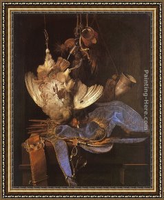 A Hunting Morn Framed Paintings - Still Life with Hunting Equipment by Willem van Aelst