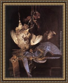 A Hunting Morn Framed Paintings - Still-Life with Hunting Equipment and Dead Birds by Willem van Aelst