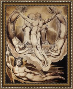 Man with Scythe Framed Paintings - Christ as the Redeemer of Man by William Blake