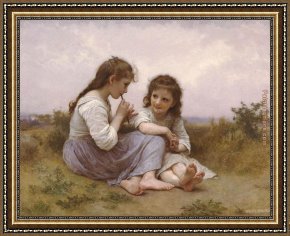 Bouguereau Framed Paintings - A Childhood Idyll by William Bouguereau