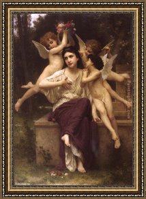 Spring Framed Paintings - A Dream of Spring by William Bouguereau