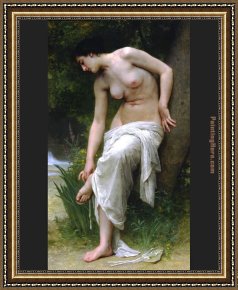 Bouguereau Framed Paintings - After the Bath by William Bouguereau