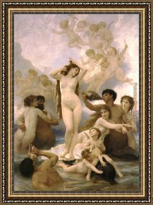 Venus in Front of The Mirror Framed Paintings - Birth of Venus by William Bouguereau