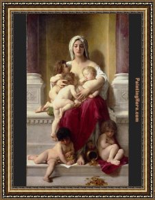 Charity Framed Paintings - Charity by William Bouguereau