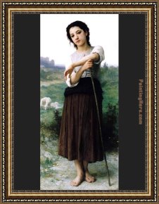 Jeune Bergere Debout Framed Paintings - Jeune Bergere Debout by William Bouguereau
