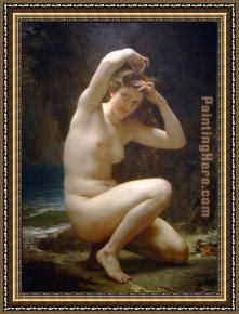 Venus in Front of The Mirror Framed Paintings - La toilette de Venus by William Bouguereau