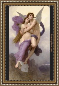 Abduction Framed Paintings - The Abduction of Psyche by William Bouguereau