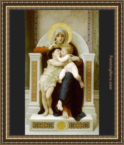 Saint Cosmas And Saint Damian Salvaged Framed Paintings - the Baby Jesus and Saint John the Baptist by William Bouguereau