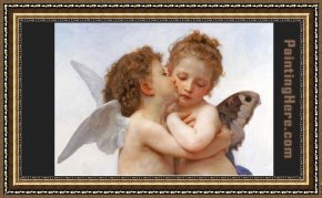Farewell Kiss Framed Paintings - the first kiss by William Bouguereau