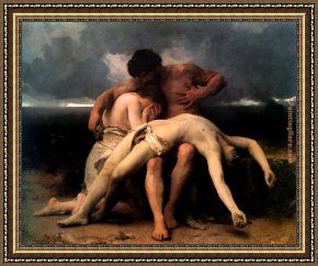 Bouguereau Framed Paintings - The First Mourning by William Bouguereau
