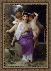 Heart Framed Paintings - The Heart's Awakening by William Bouguereau
