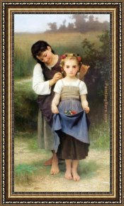 Field I Framed Paintings - The Jewel of the Fields by William Bouguereau