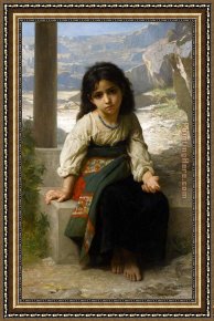 The King And The Beggar-maid Framed Paintings - The Little Beggar by William Bouguereau