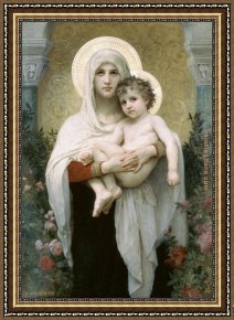 Park of Rose Framed Paintings - The Madonna of the Roses by William Bouguereau