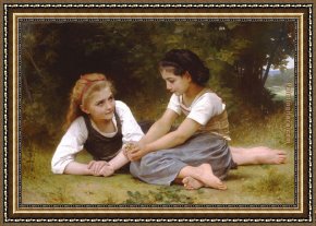 Bouguereau Framed Paintings - The Nut Gatherers by William Bouguereau