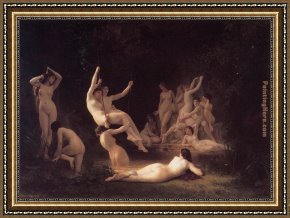 Bouguereau Framed Paintings - The Nymphaeum by William Bouguereau