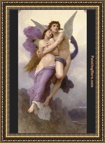 Bouguereau Framed Paintings - The Rapture of Psyche by William Bouguereau