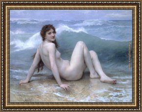 Bouguereau Framed Paintings - The Wave by William Bouguereau