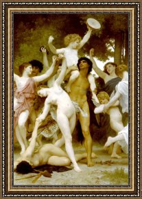 Bacchus And Ariadne Framed Paintings - The Youth of Bacchus detail1 by William Bouguereau