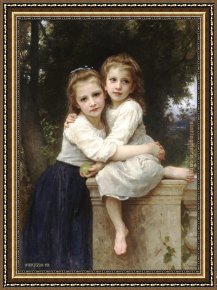 Bouguereau Framed Paintings - Two Sisters by William Bouguereau