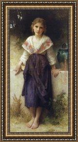 A Moment of Comfort Framed Paintings - Un moment de repos by William Bouguereau