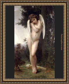 The Education of Cupid Framed Paintings - Wet Cupid by William Bouguereau
