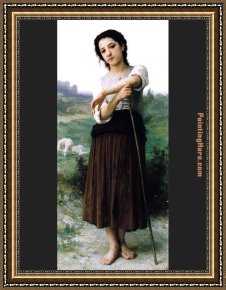 The Young Critics Framed Paintings - Young Shepherdess Standing by William Bouguereau