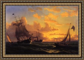 Fresh Framed Paintings - Fresh Breeze of Sandy Hook by William Bradford
