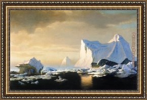 The Icebergs Framed Paintings - Icebergs in the Arctic by William Bradford