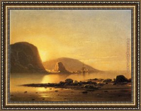 Serenity Cove Framed Paintings - Sunrise Cove by William Bradford