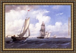 Port of Valencia Framed Paintings - The ' Mary' of Boston Returning to Port by William Bradford