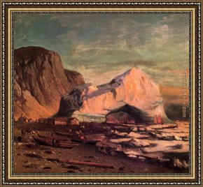 Cape Framed Paintings - The Ice Gate of Cape St. Michael by William Bradford