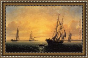 Jane Maxwell, Duchess of Gordon And Her Son The Marquis of Huntly Framed Paintings - The Schooner 'Jane' of Bath, Maine by William Bradford