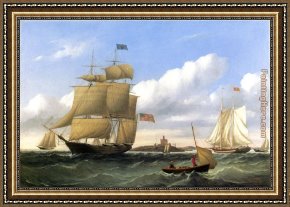 Hills of Tuscany I Framed Paintings - The Whaleship 'Emma C. Jones' Off Round Hills, New Bedford by William Bradford